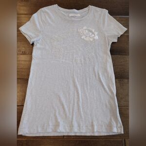 J.CREW Women's vintage Y2K light gray Map Embroidered T-shirt - M